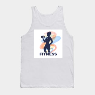 Fitness Logo presenting Woman with Dumbbell Tank Top